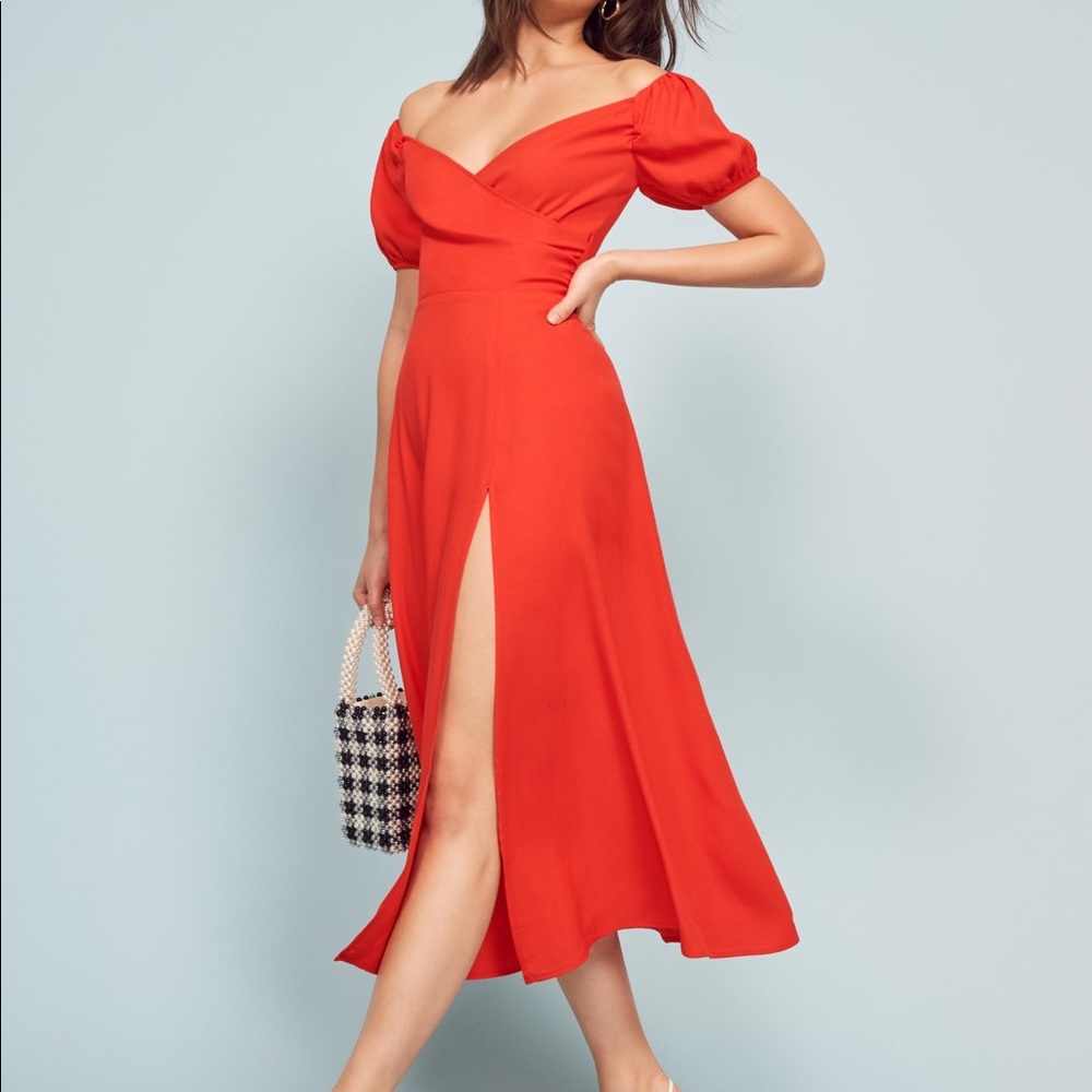 Reformation Pearl Dress (Off the Shoulder style)
